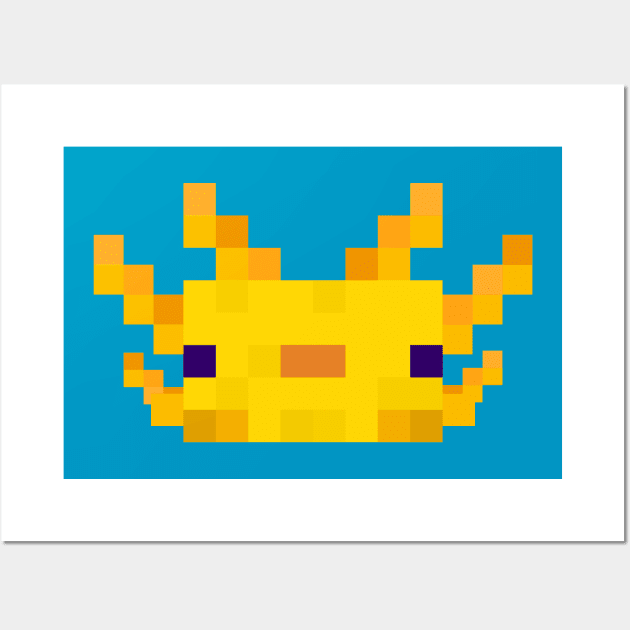 Minecraft Yellow Axolotl Wall Art by hannahjgb